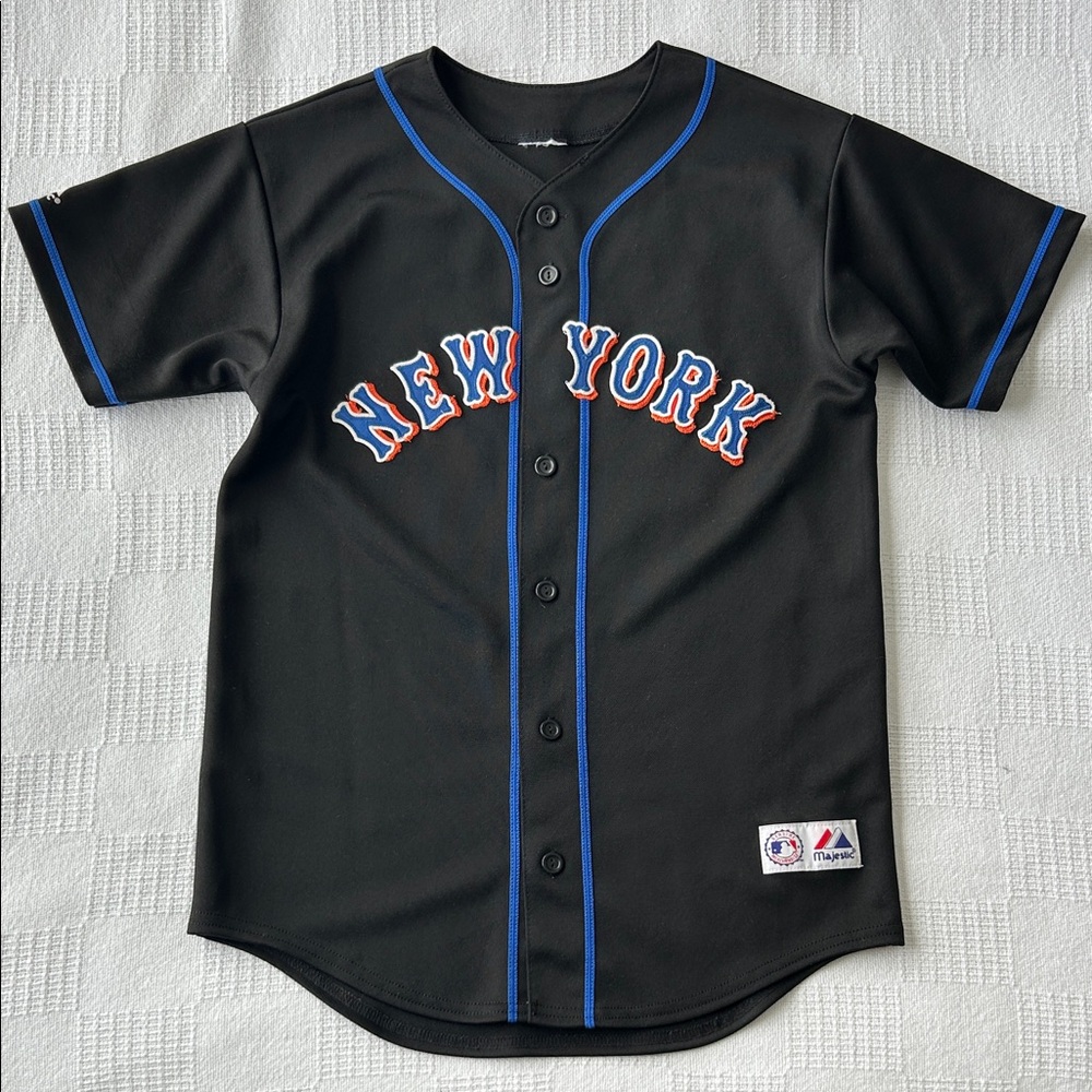 New York Mets Johan Santana #57 Black Jersey youth size large